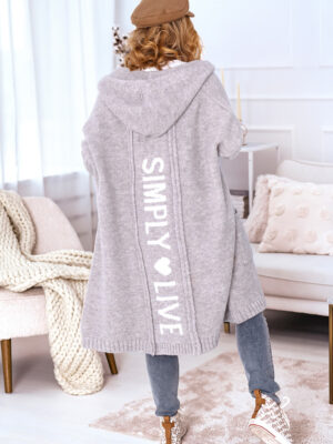 Kardigan Simply oversize z kapturem – miękki, długi fason