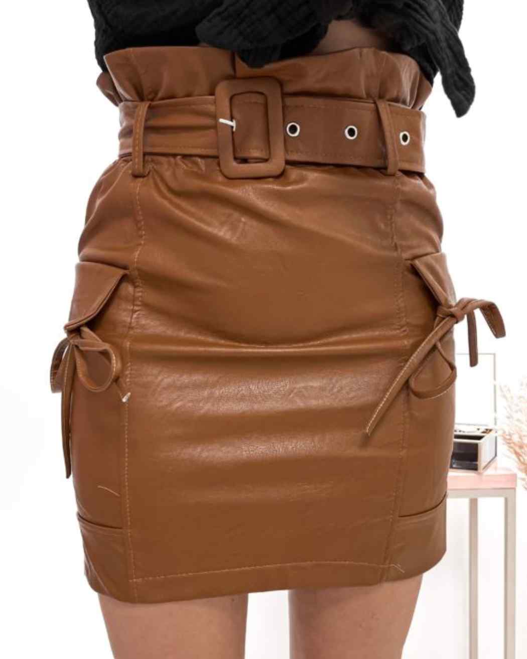 Spódnica Ekoskóra Z Kieszeniami (2)