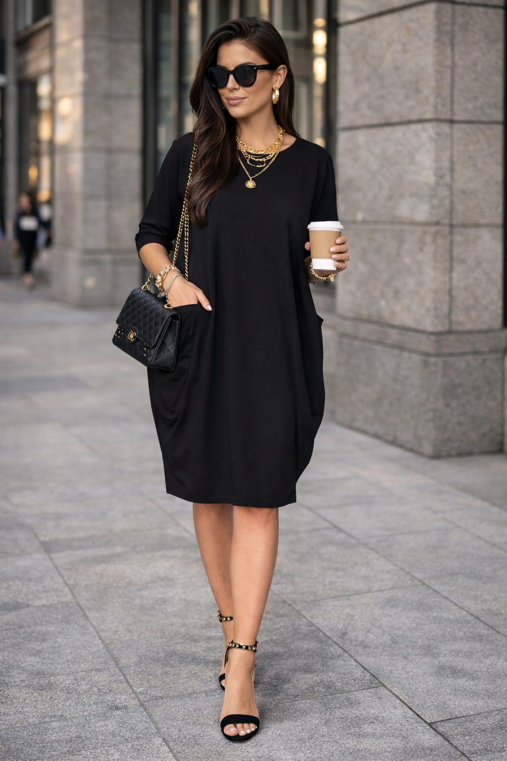 Sukienka oversize z kieszeniami bawełniana 40-48 - obrazek 6