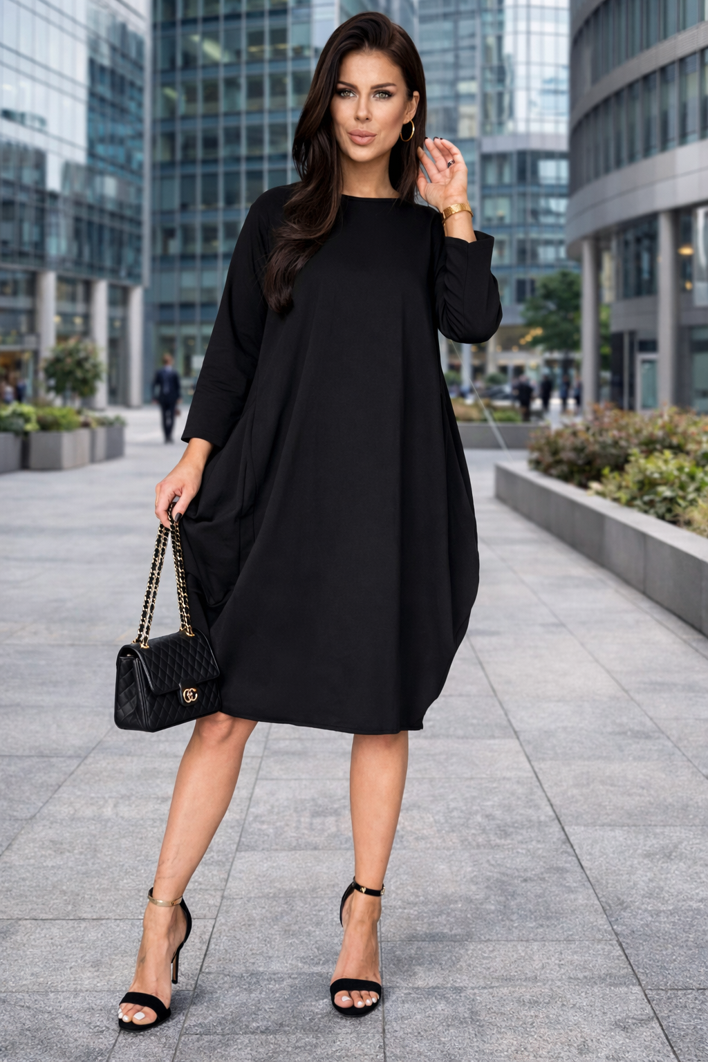 Sukienka oversize z kieszeniami bawełniana 40-48 - obrazek 9