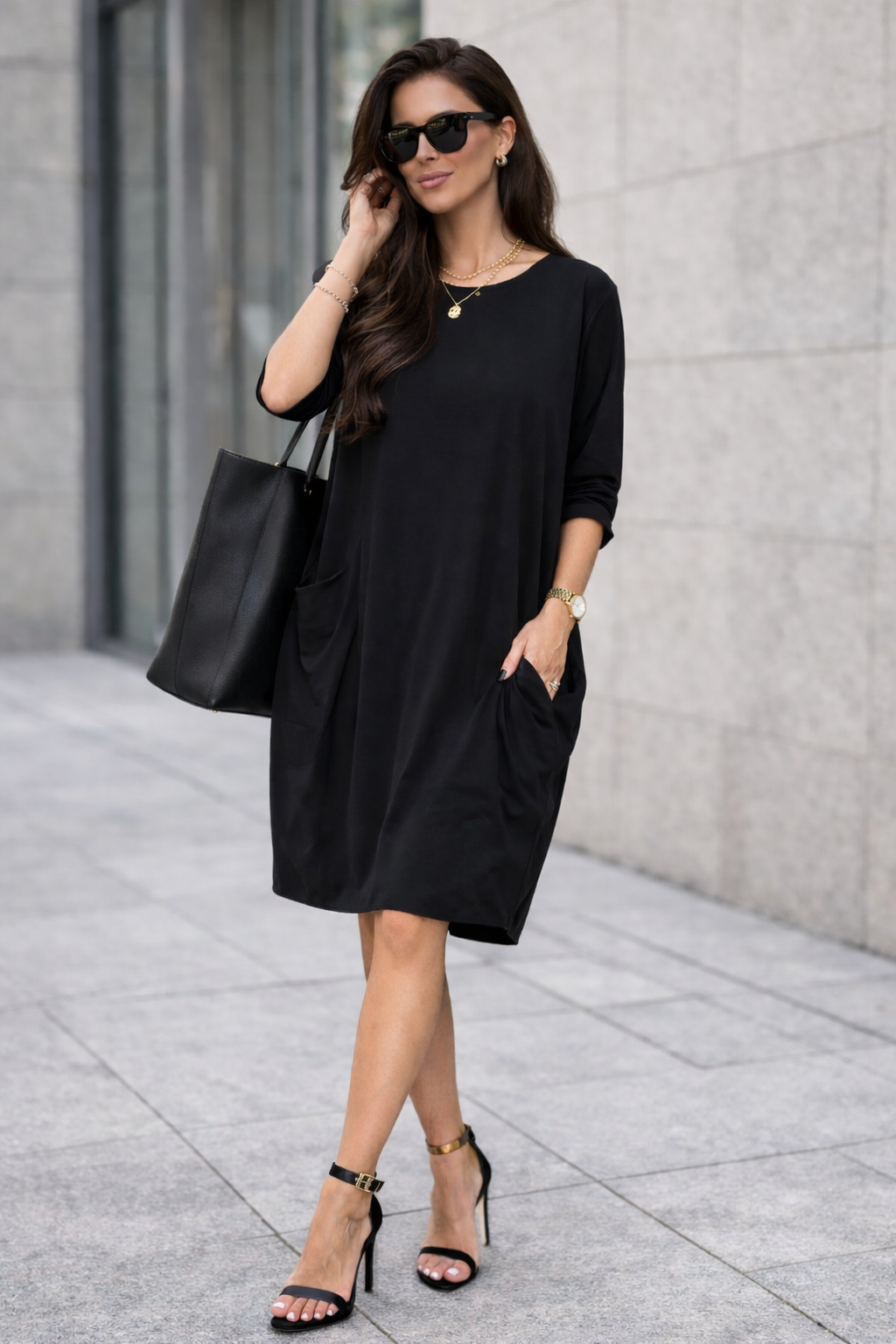 Sukienka oversize z kieszeniami bawełniana 40-48