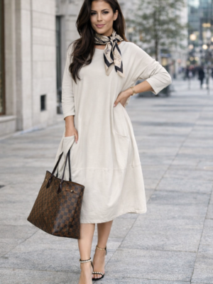 Bawełniana sukienka oversize z kieszeniami – 4 kolory