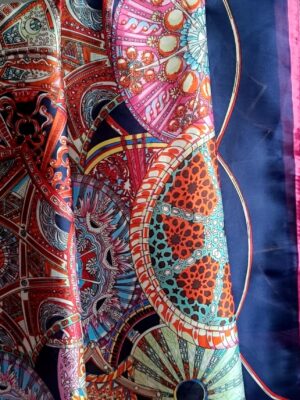 Szal jedwabno-wiskozowy 110x110 Navy Fuchsia Royal Print