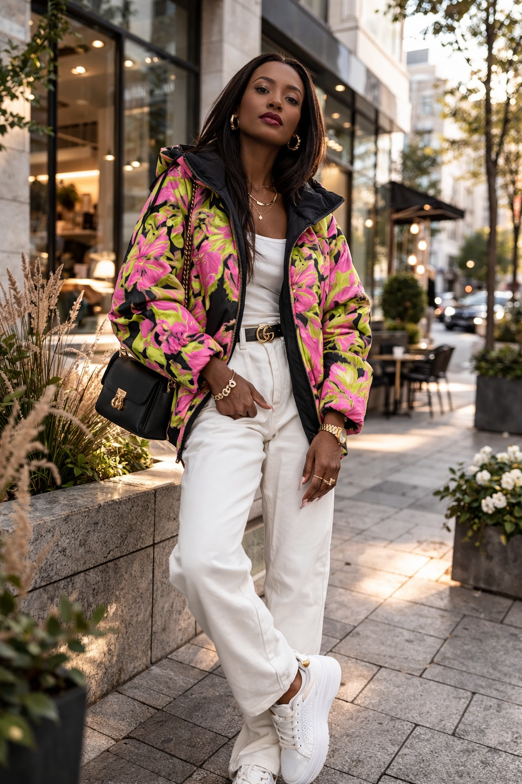 Dwustronna lekka kurtka wiosenna Floral Fusion - obrazek 3