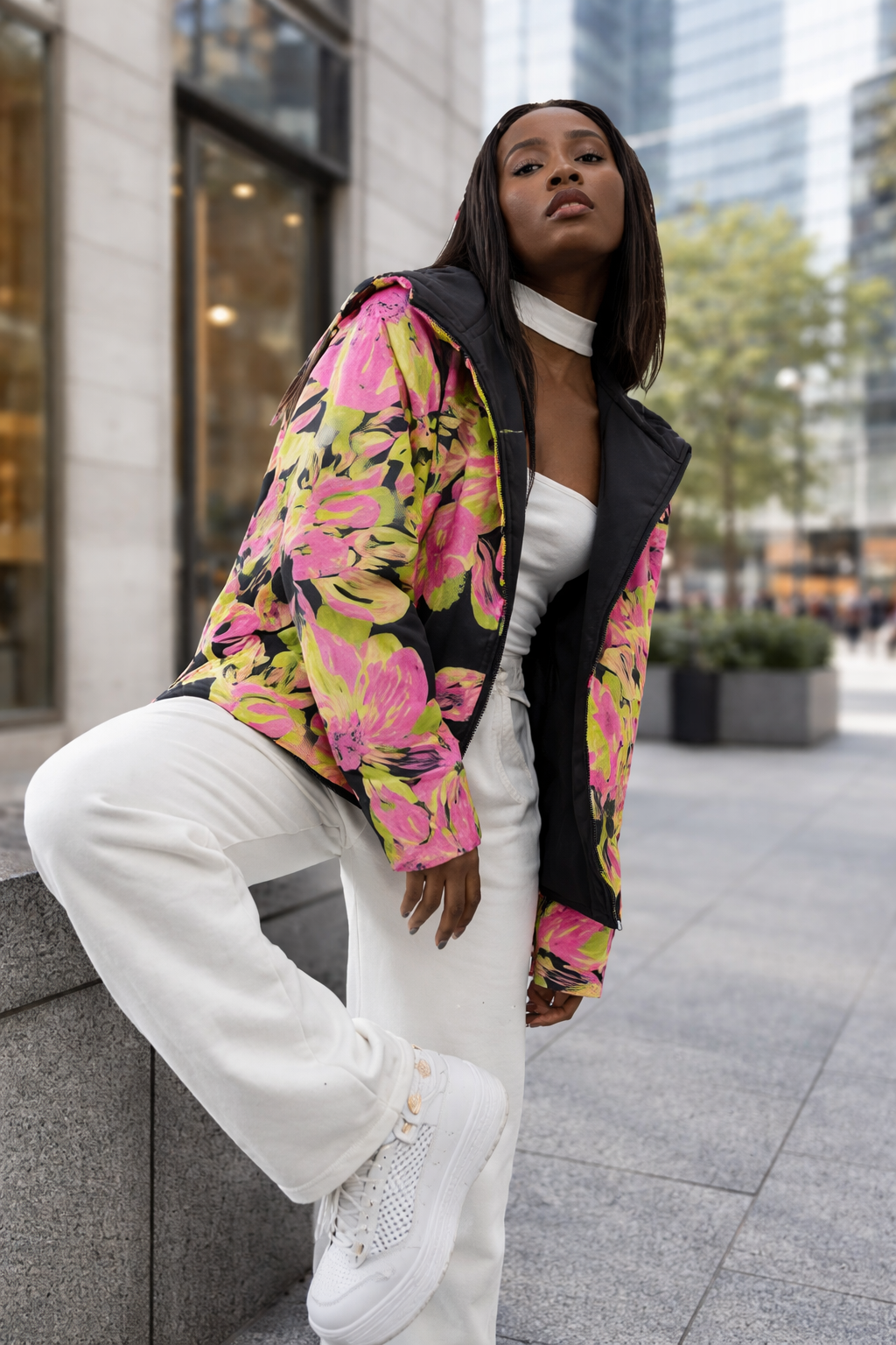 Dwustronna lekka kurtka wiosenna Floral Fusion - obrazek 5