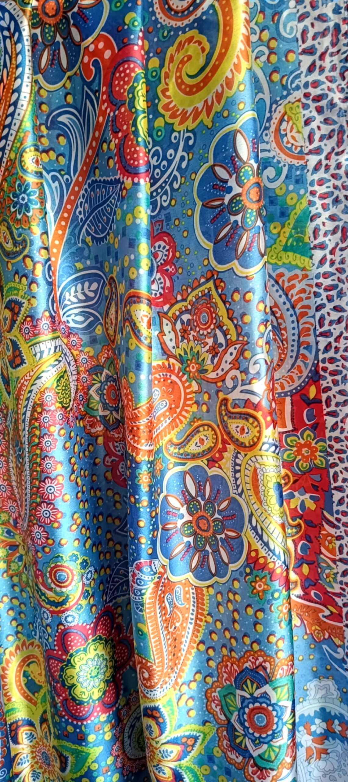 Szal Jedwabno-Wiskozowy 190x90 Boho Turkus – lekki, elegancki - obrazek 5