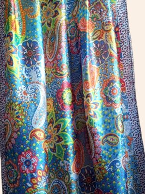 Szal Jedwabno-Wiskozowy 190x90 Boho Turkus – lekki, elegancki